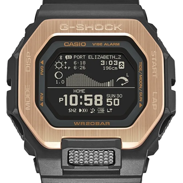 CASIO 卡西歐】G-SHOCK 極限運動G-LIDE 藍芽電子錶(黑/玫瑰金GBX-100NS