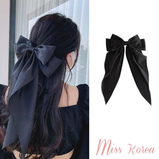 MISS KOREA 蝴蝶結髮夾/韓國設計優雅氣質大蝴蝶結長飄帶造型髮夾(3色任選)