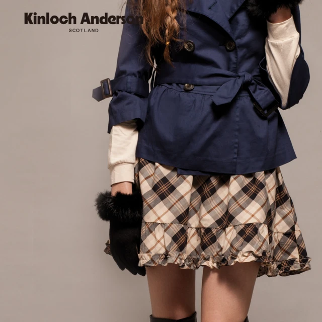 Kinloch Anderson 氣質蕾絲格紋剪接荷葉五分裙 金安德森女裝 KA026540238(卡其)