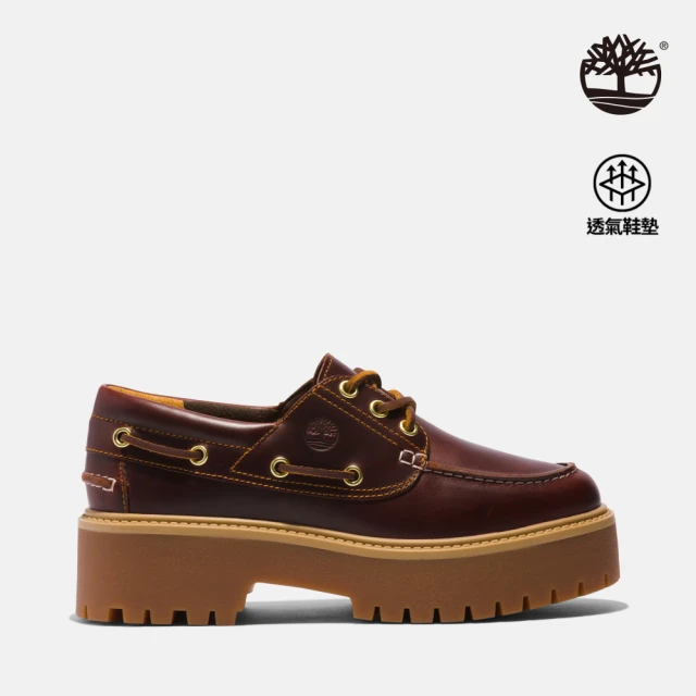 Timberland 女款勃根地紅色全粒面皮革帆船鞋(A2QDMD57)