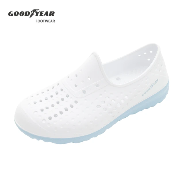 GOODYEAR 固特異 水陸洞洞鞋/女款 輕量 排水底紋 白藍色(GAWP32739)