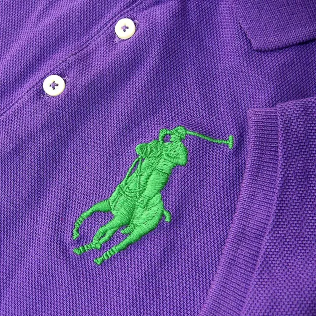 RALPH LAUREN】Polo Ralph Lauren 大馬Logo紫色網眼短袖Polo衫(平輸品