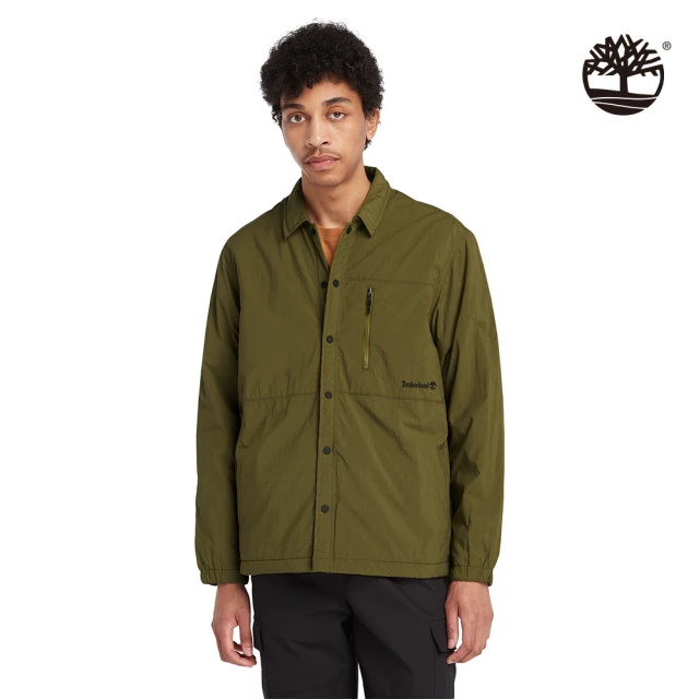 Timberland 男款深橄欖色防潑水抓絨內裡襯衫外套(A2NKZ302)