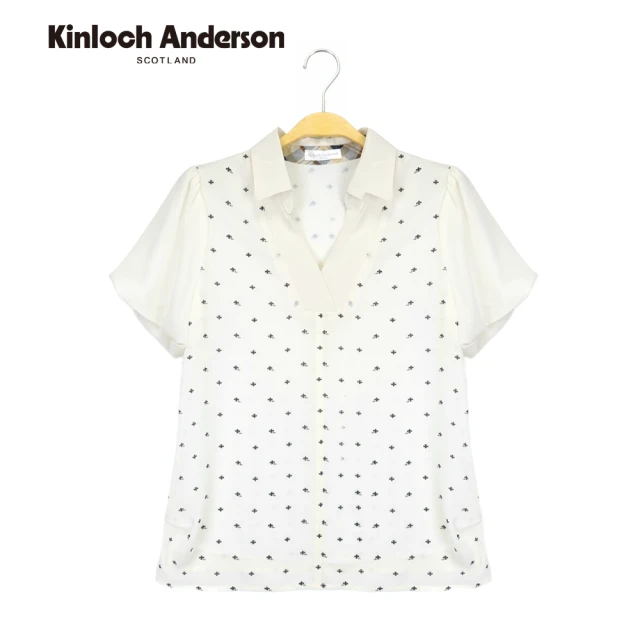 Kinloch AndersonKinloch Anderson 優雅抽皺袖滿版印花雪紡上衣 襯衫 金安德森女裝 KA078102037(米卡其)