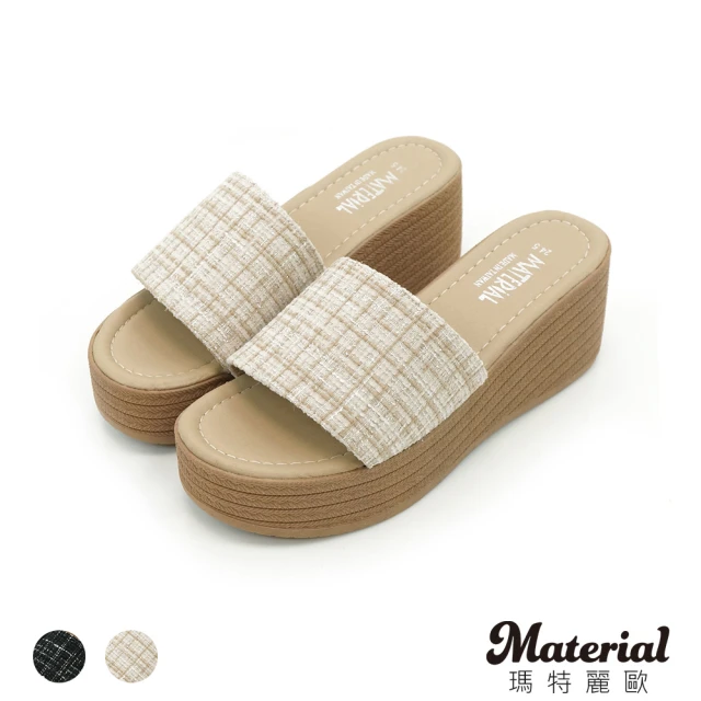 MATERIAL 瑪特麗歐MATERIAL 瑪特麗歐 女鞋 拖鞋 MIT時髦拼接布面楔型拖鞋 T5818(拖鞋)