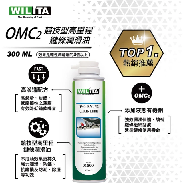 WILITA 威力特 OMC2競技型鏈條潤滑油 半濕性錬條油(300ML)