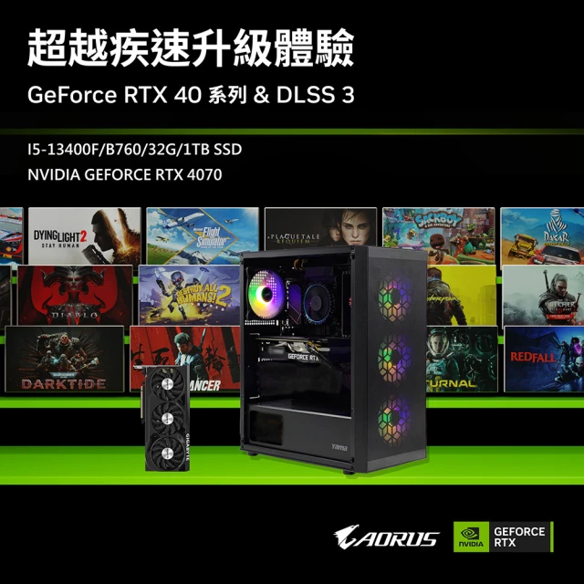 技嘉平台 i5十核GeForce RTX4070{哇嗚哇嗚}獨顯電玩機(i5-13400F/技嘉B760/32G/1TB_M.2)