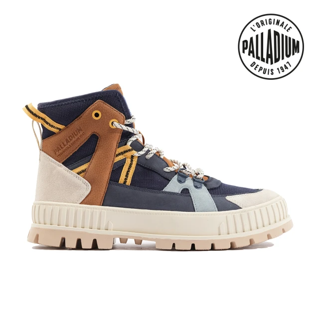 PalladiumPalladium PALLASHOCK OUTCITY厚底拼接皮革巧克力鞋-男-靛藍(08877-425)