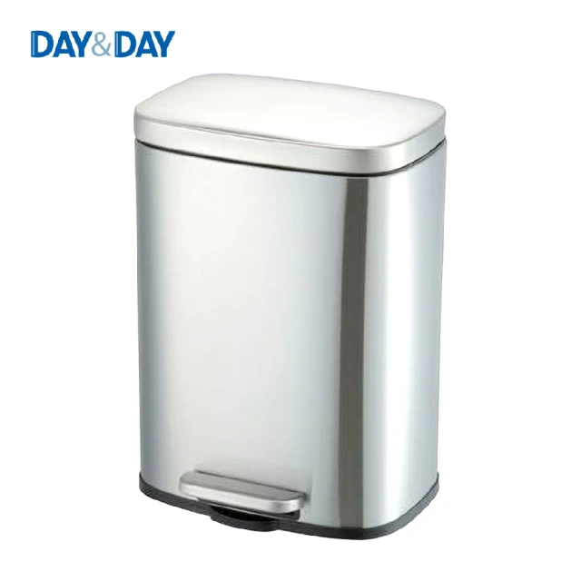 DAY&DAYDAY&DAY DAY&DAY 緩降腳踏式垃圾桶-不鏽鋼色 12L