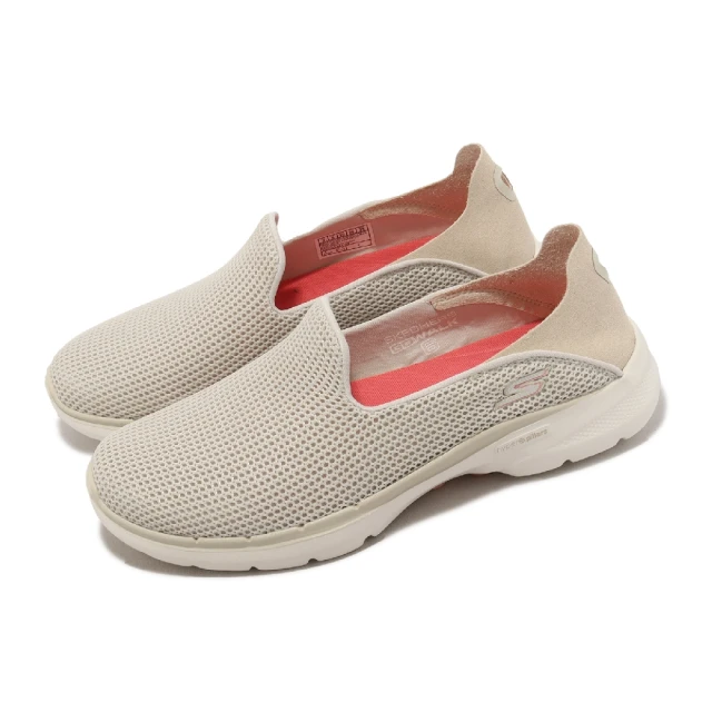 SKECHERSSKECHERS 休閒鞋 Go Walk 6-Vivid Motion 女鞋 米白 懶人鞋 健走鞋 套入式(124553-TPPK)
