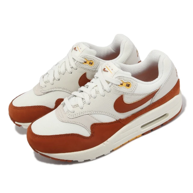 NIKE 耐吉 休閒鞋 Wmns Air Max 1 LX 女鞋 白 橘 氣墊 拼接 皮革 麂皮 運動鞋(FD2370-100)