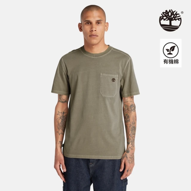 Timberland 男款藍綠色正面插畫短袖 T 恤(A64
