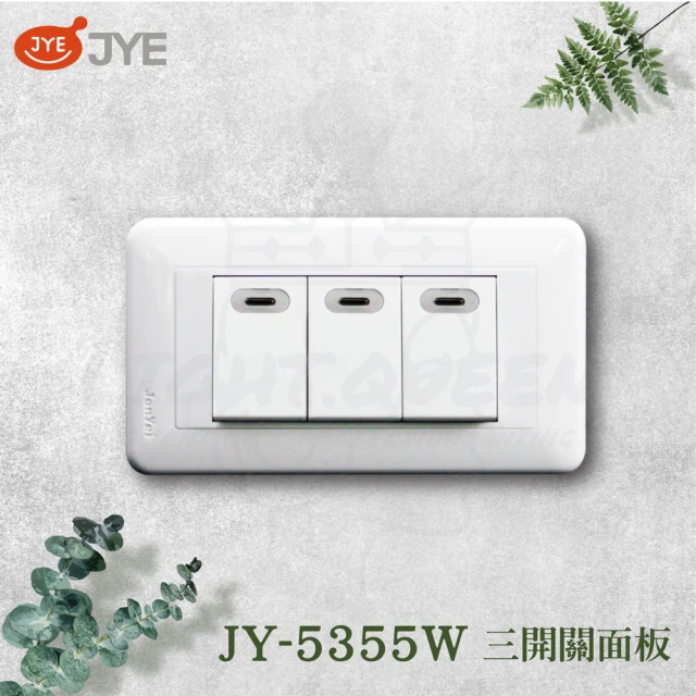 中一電工 JYE 10入組 PANDA 熊貓系列 夜光壁切(三開關蓋板組 JY-5355W)