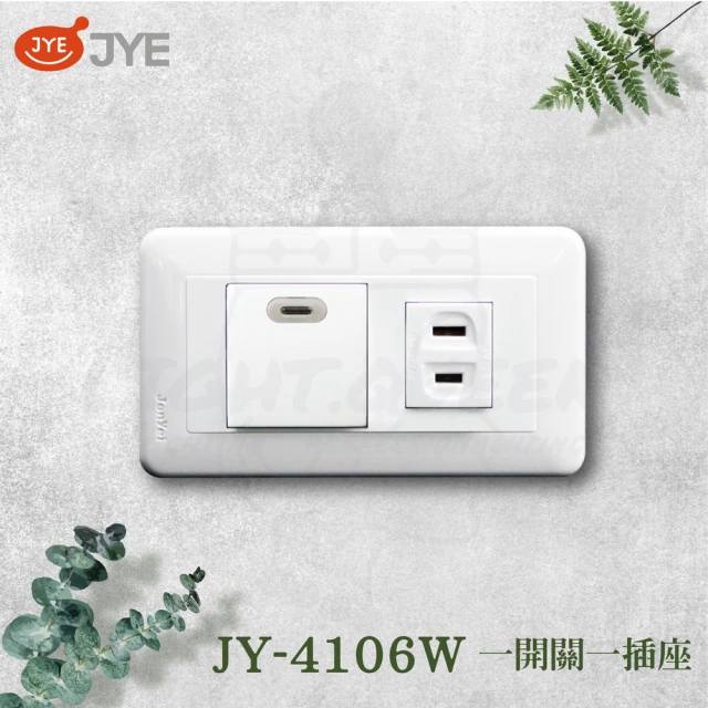 中一電工 JYE 5入組 PANDA 熊貓系列 夜光壁切(一開關一插座蓋板組 JY-4106W)