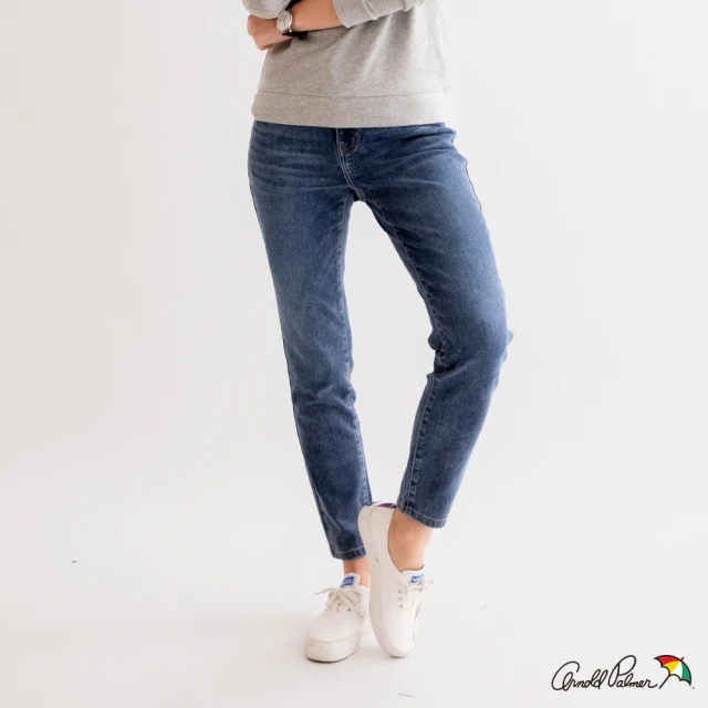 Arnold Palmer 雨傘 女裝-率性刷色小直筒牛仔褲(藍色)