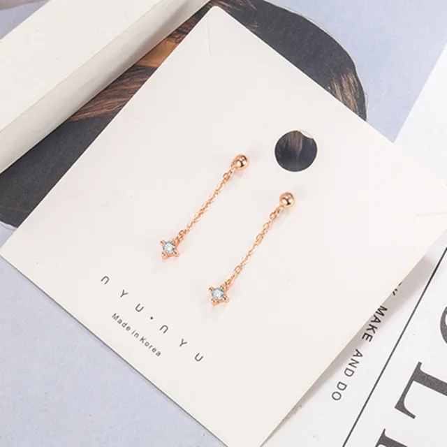 【Emi 艾迷】朴敏英同款 純粹簡約點鑽垂墜 925銀針耳環(韓劇 金秘書 同款)