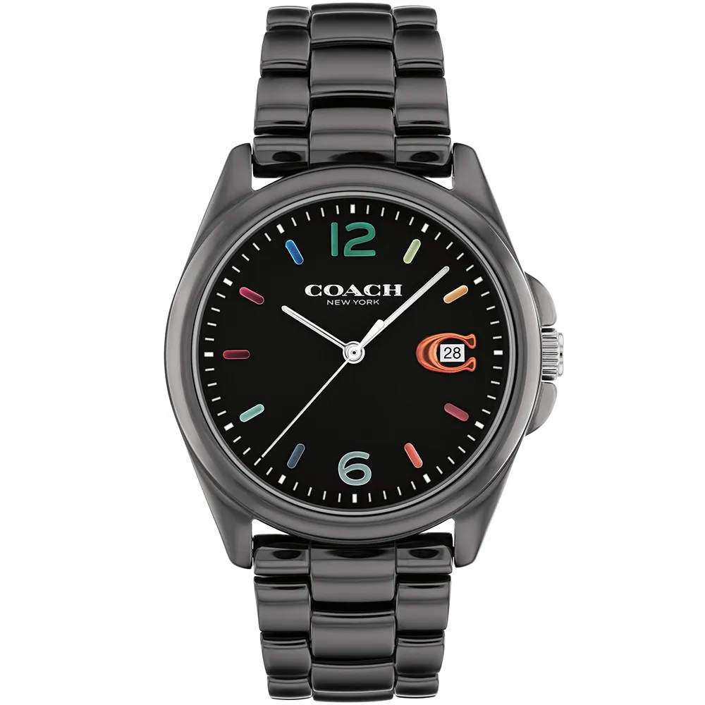 【COACH】官方授權經銷商 經典C字LOGO陶瓷手錶-36mm/黑彩  禮物(14503927)
