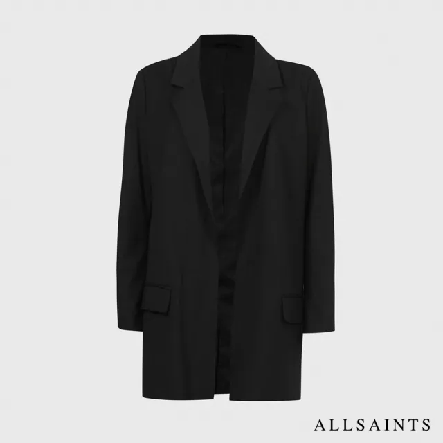 【ALLSAINTS】ALEIDA JERSEY 經典輕薄天絲混紡開襟西裝外套-黑 WT109V(常規版型)