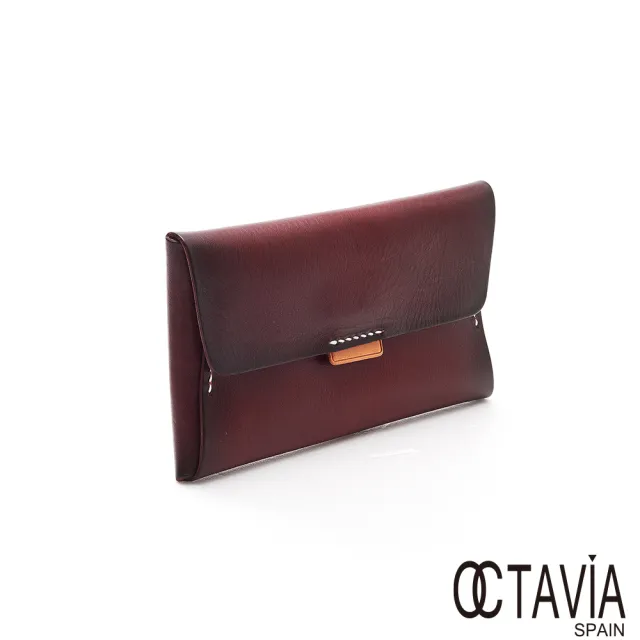 【OCTAVIA 8】雙11 真皮 愛的信息 植染牛皮插稍歐式長夾(卡門紅)