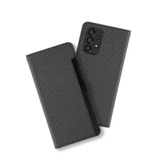 【CASE SHOP】Samsung A33 前插卡側立式皮套-黑(隱藏收納功能)
