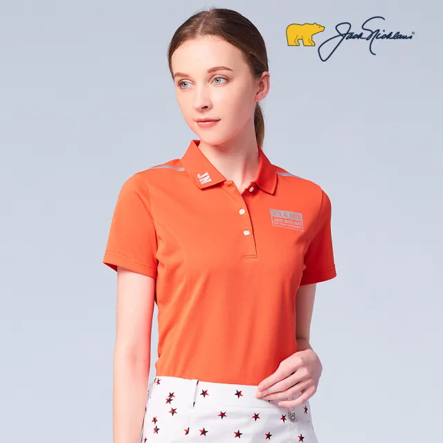 【Jack Nicklaus 金熊】GOLF女款印花吸濕排汗高爾夫球衫/POLO衫(橘色)