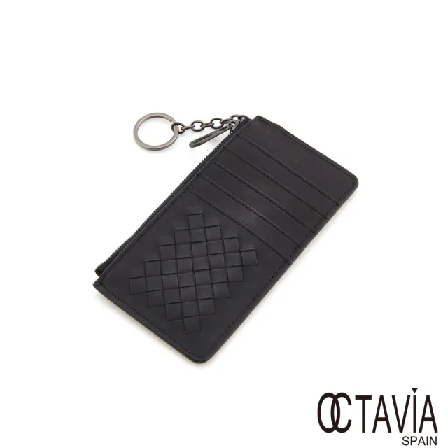 【OCTAVIA 8】雙11 真皮  魅力編織系列A  牛皮卡片零錢鑰匙包(KEY黑)