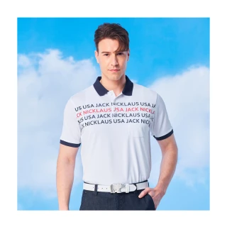【Jack Nicklaus 金熊】GOLF男款印花口袋款吸濕排汗高爾夫球衫/POLO衫(白色)