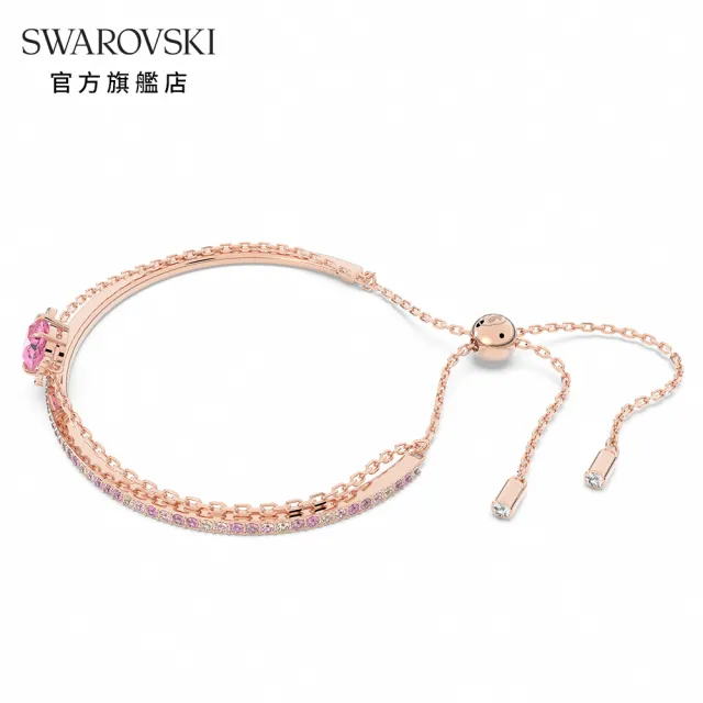 【SWAROVSKI 官方直營】Gema 520 手鐲  粉紅色  鍍玫瑰金色調 交換禮物