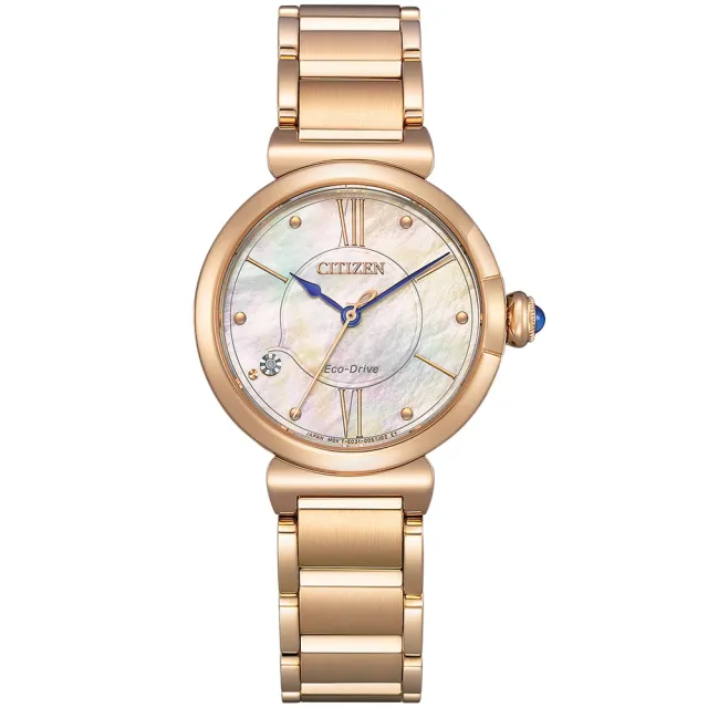 【CITIZEN 星辰】幸福鈴蘭 光動能 白蝶貝知性女錶 29.5mm(EM1073-85Y)