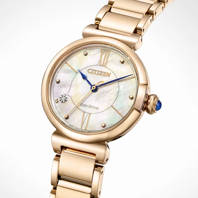 【CITIZEN 星辰】幸福鈴蘭 光動能 白蝶貝知性女錶 29.5mm(EM1073-85Y)