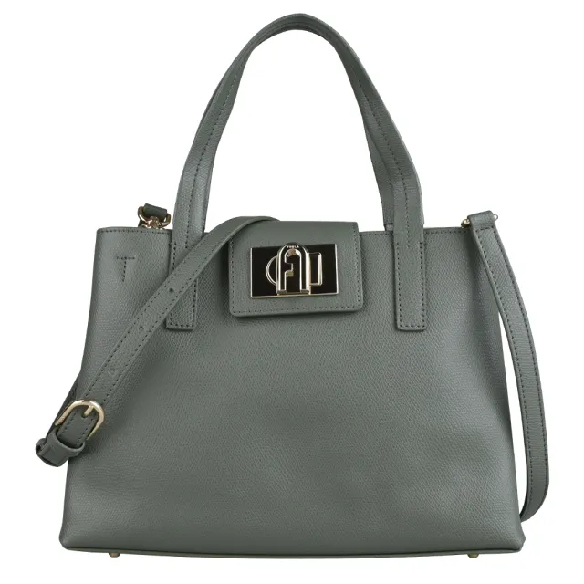 【FURLA 芙拉】1927經典拱門轉扣標誌雙層手提斜背兩用包(M/仙人掌綠)