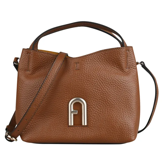 【FURLA 芙拉】PRIMULA全皮HOBO手提斜背兩用包(MINI/白蘭地褐)