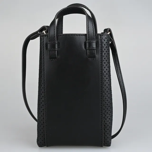 【FURLA 芙拉】MIASTELLA VERTICAL全皮壓紋直立式手提斜背兩用包(MINI/黑)