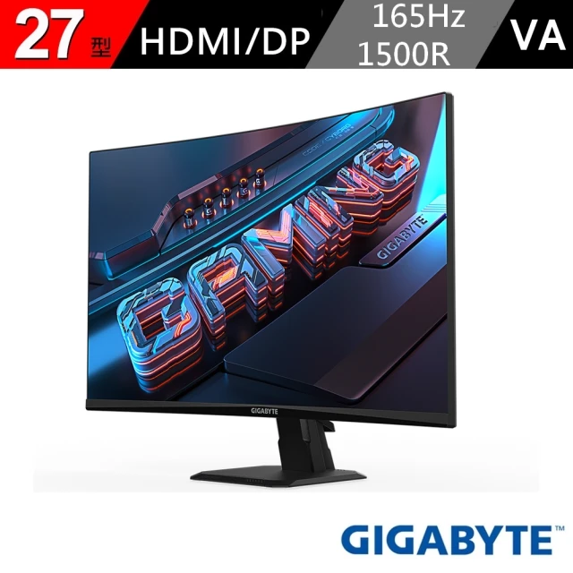 GIGABYTE 技嘉 GS27QC 27型 VA 2K 165Hz 1500R 曲面電競螢幕