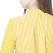 【Lynx Golf】korea女款假兩件式經典直條紋路長袖POLO衫/高爾夫球衫(黃色)