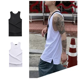 【Dition】現貨韓系長版側邊開岔背心 oversize(男女可穿 OOTD)
