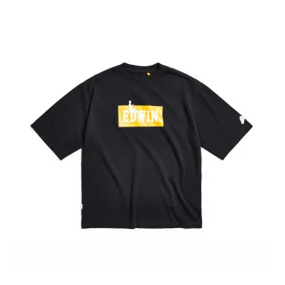【EDWIN】男裝 橘標LOGO上班喝咖啡短袖T恤(黑色)