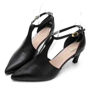 【GDC】真皮尖頭簍空復古性感中跟包鞋-黑色(121991-00)