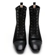 【GDC】義式風情真皮拼接綁帶氣質短靴-黑色(128797-00)