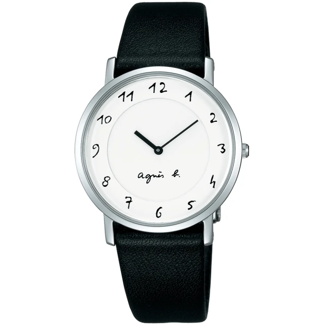 【agnes b.】法國時尚簡約腕錶34mm黑白(BG4001P1)