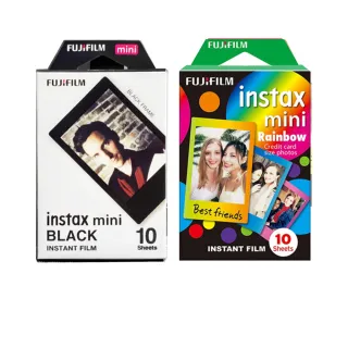 【FUJIFILM 富士】instax mini 卡通拍立得底片 2入組(黑框/彩虹漸層)