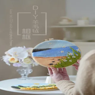 【德德小品集】來刺繡吧:高級羊毛設計款 富士山 櫻花 秋天(刺繡 diy組合包 內含材料以及教學)