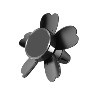 【Mont.Auto】花瓣造型風扇散熱磁吸車用/出風口手機支架(黑色)