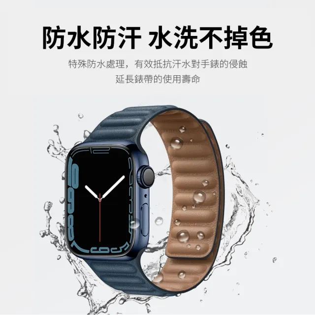 【OMG】Apple Watch Ultra2/S9/S8/S7/SE 真皮鏈式磁吸回環錶帶(38/40/41/42/44/45/49mm替換錶帶)