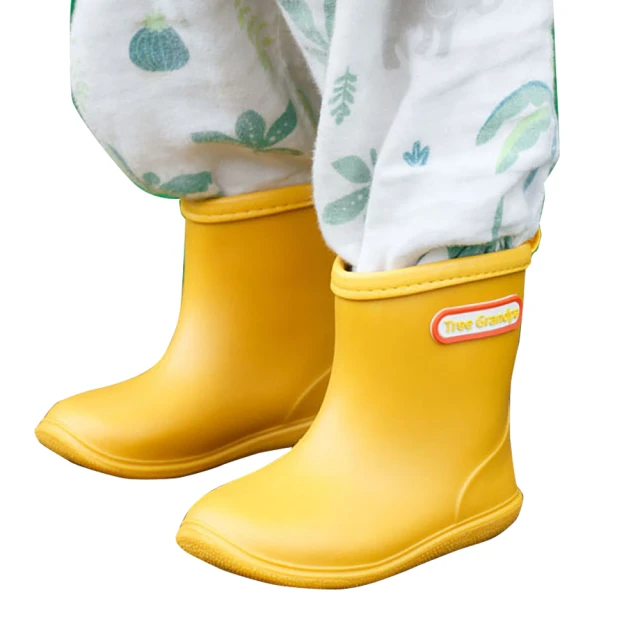 【Treegrandpa】兒童素面雨鞋-黃色(防水雨鞋)
