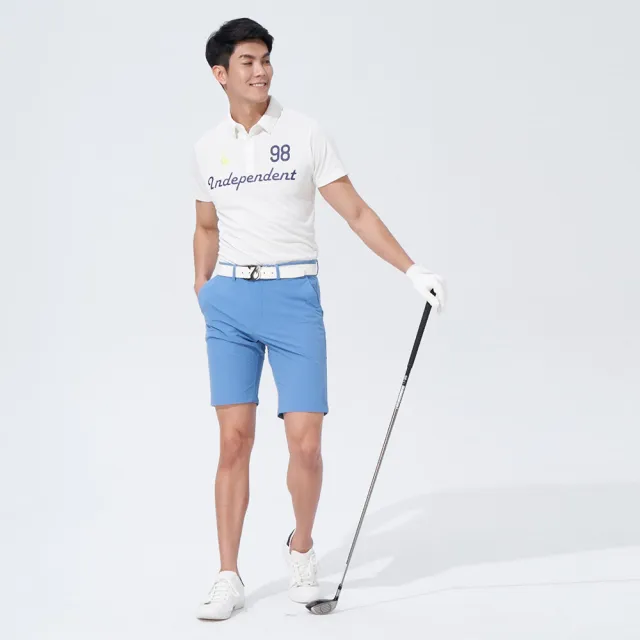 【KING GOLF】網路獨賣款-亮彩修身彈性高爾夫球短褲/高爾夫球褲(藍色)