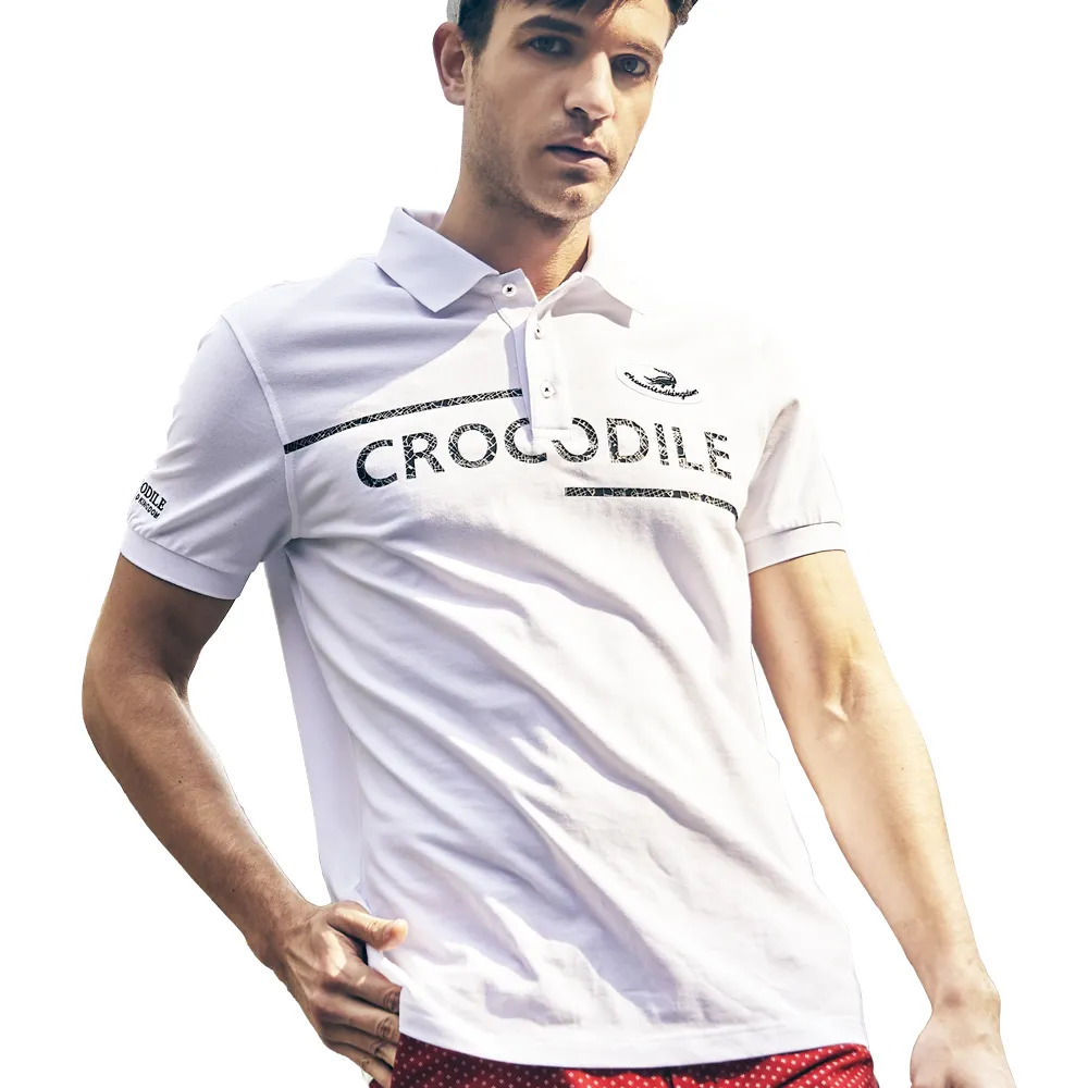 【Crocodile】男時尚經典款短袖POLO衫(白色/黑色)