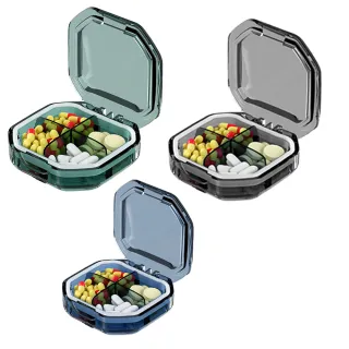 【JUXIN】外出藥盒 便攜式方形4格小藥盒(藥品收納 隨身藥盒 飾品盒 分裝藥盒)