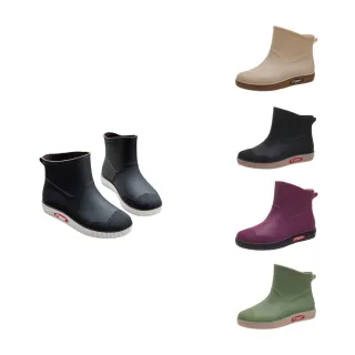 【Alberta】2.7cm雨鞋 休閒簡約百搭 筒高17cm防水防雨平底圓頭短靴 雨靴