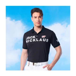 【Jack Nicklaus 金熊】GOLF男款印花美國熊吸濕排汗高爾夫球衫/POLO衫(黑色)
